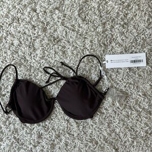 Brown, cupped, bikini top, adjustable straps, new with tags.